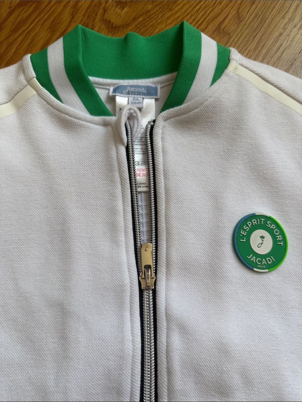 Jacadi 3 Piece Set White and Green Zip-Front Kids Jacket+Skirt+Shirt Tennis - Picture 5 of 15